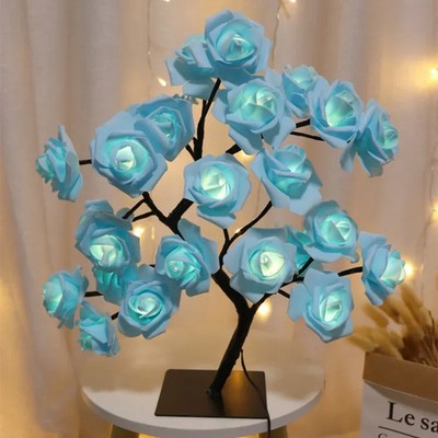 LED Rosen Baumlampe USB Nachttischlampe Romantic Nachtlicht