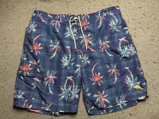 Tommy Bahama Swim Trunks Mens 2XL Blue Plaid Lined Drawstring Pockets Cargo