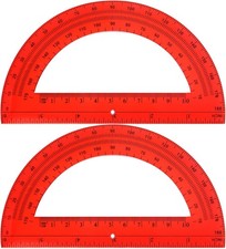 2 Pack Plastic Protractor 180 Degree Math Protractors 6 Inch,Red