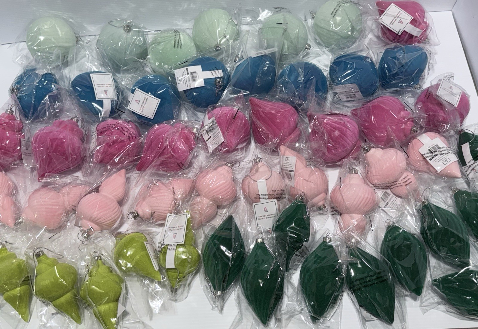 Lot Of 50 Flocked Vintage Shaped Mixed Color Christmas Tree Ornaments Target