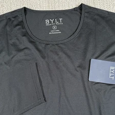 NWT BYLT Men’s XL Black Performance Drop-Cut Long Sleeve Athletic Training Shirt