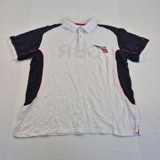 MUSTO Polo Shirt Large White Mens Collared Short Sleeve Embroidered Logo Cotton