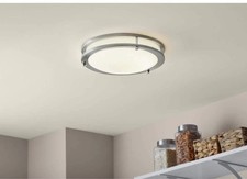 Hampton Bay Flaxmere 12 in. Modern Nickel 5 CCT Integrated LED Flush Mount
