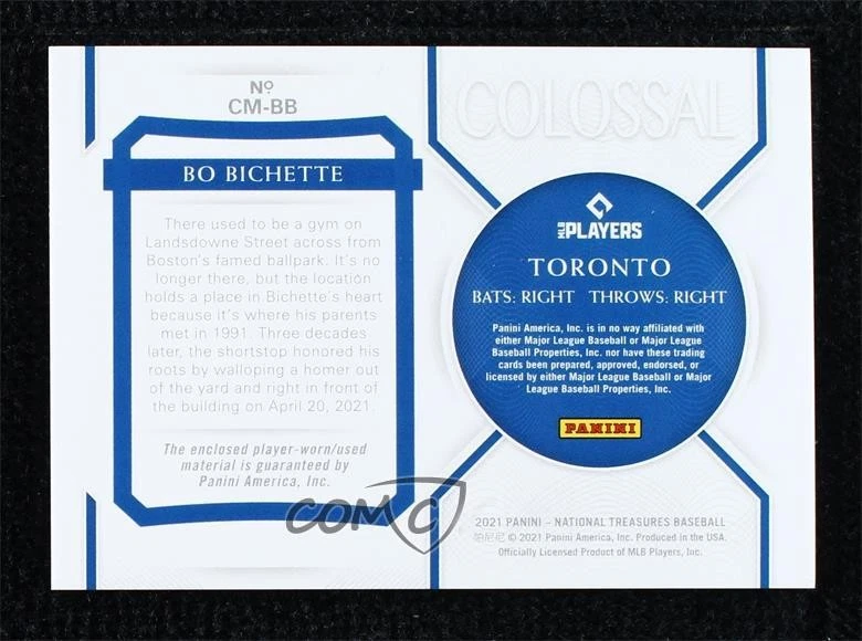 2021 Panini National Treasures Colossal Materials /99 Bo Bichette #CM-BB - Image 2 of 2