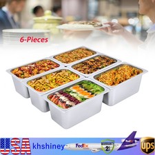 6 PACK 1/4 Size 6" Deep Stainless Steel Steam Prep Table Hotel Buffet Food Pan
