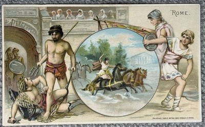 1893 Trade Card Arbuckle Brothers Coffee Rome Sports And Pastimes