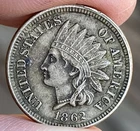 1862 INDIAN HEAD Cent VERY NICE - FULL LIBERTY - 4 DIAMONDS - (HIGH GRADE) e810