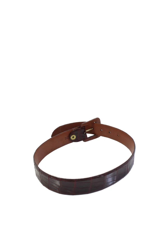 Классический женский ремень Polo Ralph Lauren из аллигаторской кожи с пряжкой темно-бордовый размер 2 евро - Изображение 3 из 4