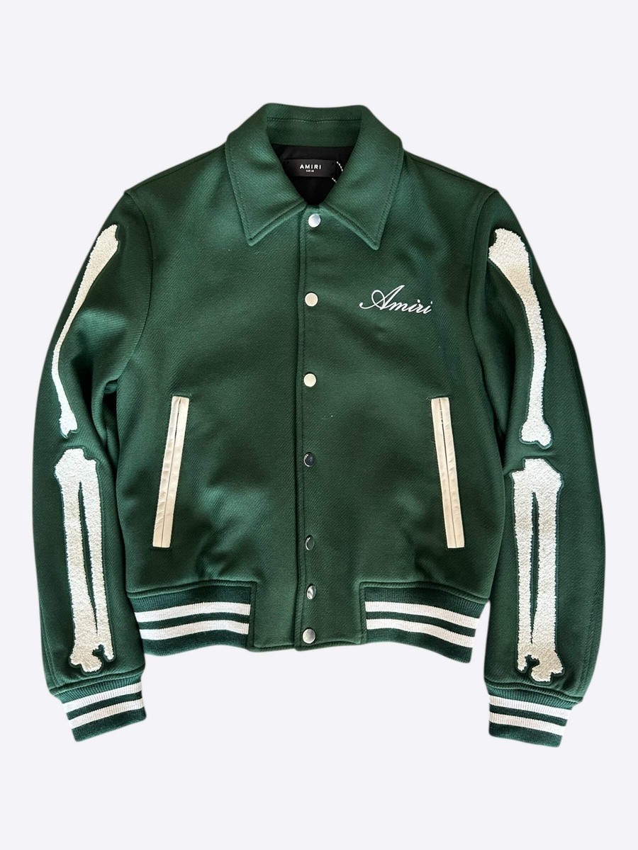 Amiri Green & White Bones Varsity Jacket | eBay