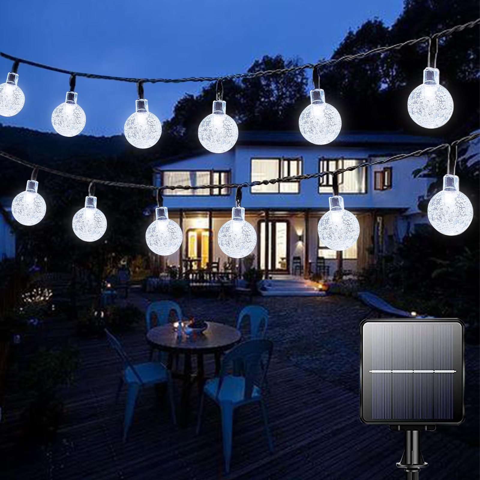 Solar Garden Lights Outdoor 50 LED 7M/24Ft Solar String Lights Waterproof 8