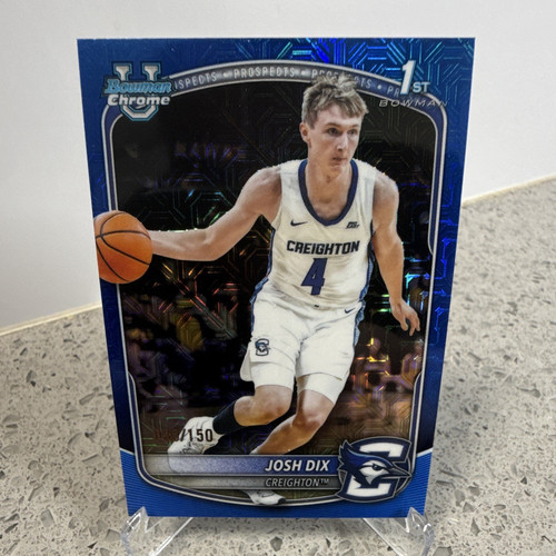Topps 2025-26 Bowman Chrome Prospects Josh Dix Creighton #BCP-17 Blue /150 1st