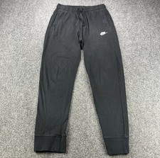 Vintage Nike Sweatpants Mens Small Black Fleece Embroidered Swoosh Tapered Y2K