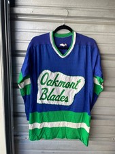Vintage 1960's/70's Oakmont Blades BAUER Blue Green Hockey Jersey Men's L