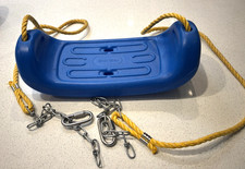 Vintage Little Tikes Blue Swing Seat Yellow Rope w Chains Gym Set Sturdy VGC