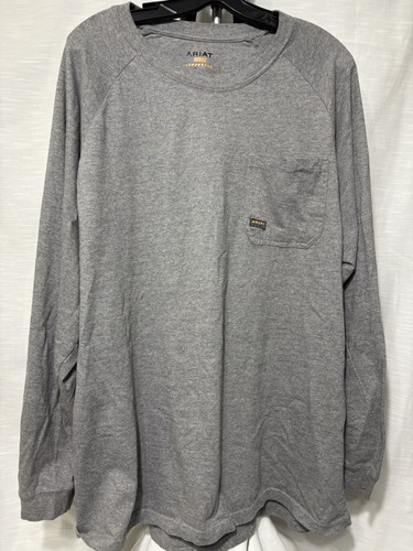 Ariat Rebar graues Langarmshirt Herren 2XL