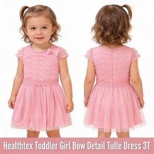 Healthtex Girls Toddler Girl Bow Detail Tulle Party Dress 3T Pink