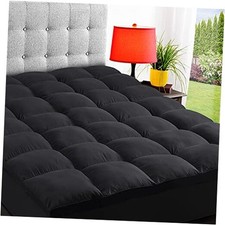 Colchón Topper para Dolor de Espalda, Funda Almohadilla de Colchón Extra Gruesa, Negro Completo