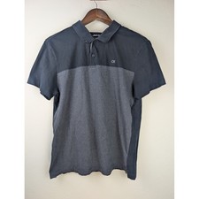 Calvin Klein Mens Liquid Touch Polo Shirt Black Grey Striped Colorblock M