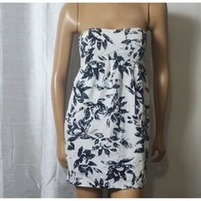 Rue 21 Strapless Mini Floral White Black Cotton Mini Dress S Beach Resort Summer