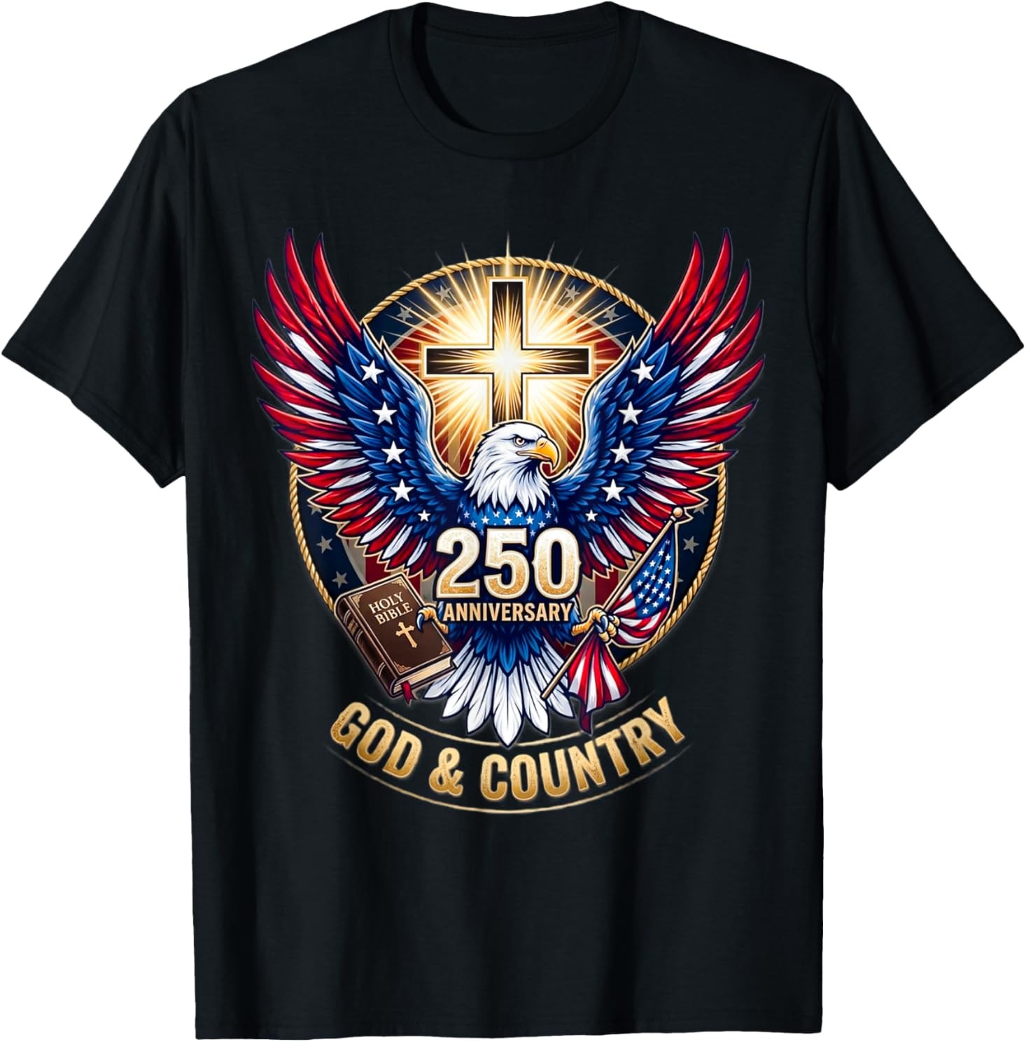 One Nation Under God America 250 Anniversary Eagle Christian T-Shirt