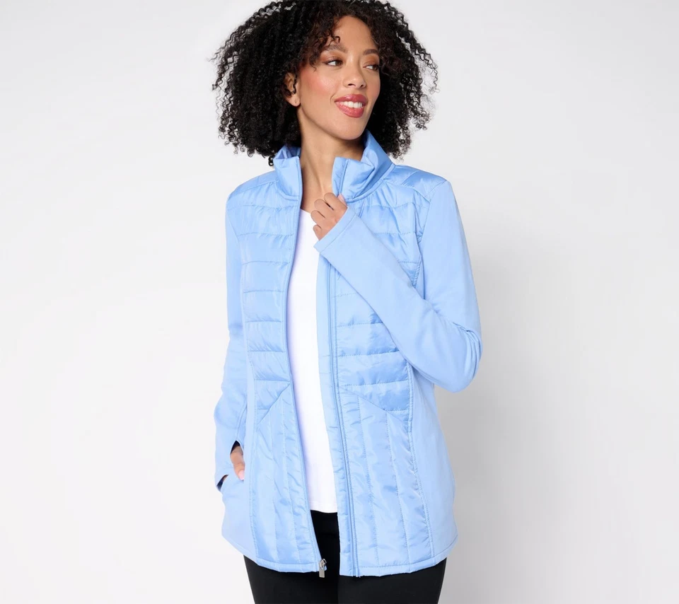 NEW Sport Savvy Large Mixed Media Quilted Jacket in Blackberry QVC 3337 - Image 3 of 4