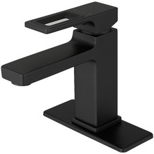BWE Single Hole 1-Handle Matte Black Bathroom Sink Faucet WaterSense Low-Arc