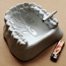 OBERKIEFER Deco Denture Alter Porzellan Zahlteller Duisburg um 1995 Zahnarzt RAR