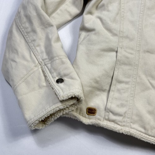 Ralph Lauren Vintage Trucker Denim Jacket Sherpa Lined Button Beige Women's L - Picture 5 of 13