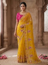 Designer Bollywood Saree Party Indian Wear Sari Blouse Wedding Ethnic Pakistani