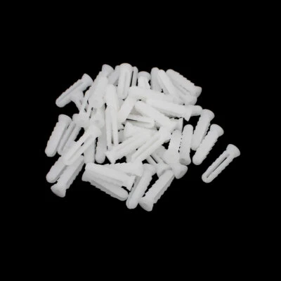 UXCELL 6mm x 25mm Plastic Expansion Nail Plugs Wall Anchor Screw White 50pcs
