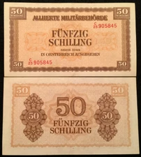 Austria WWII 50 shillings 1944 P-109 Allied Occupation World Paper Money (C)