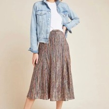 Anthropologie Maeve Pleated Midi Skirt Size XS D19