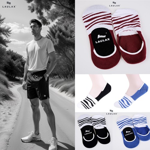 unsichtbare Herrensocken tief geschnitten rutschfest Streifen Strand Sneaker Baumwolle Knöchel 4 Paar - Bild 1 von 17