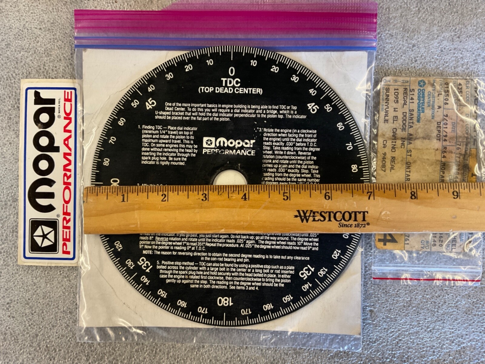 Vintage Rare Original 1994 MOPAR Engine Timing Disc Degree Wheel. 8