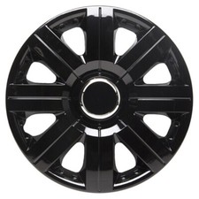 Top Tech 580404BLACK 4x Torque 15" Wheel Hub Caps Gloss Black Secure Ring Fixing