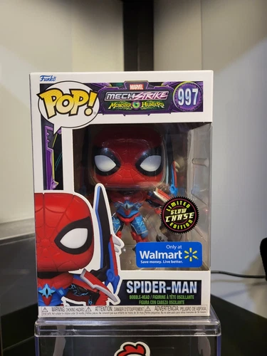 Funko Pop Marvel Mech Strike 997 Spider Man Walmart Excl Glow Chase