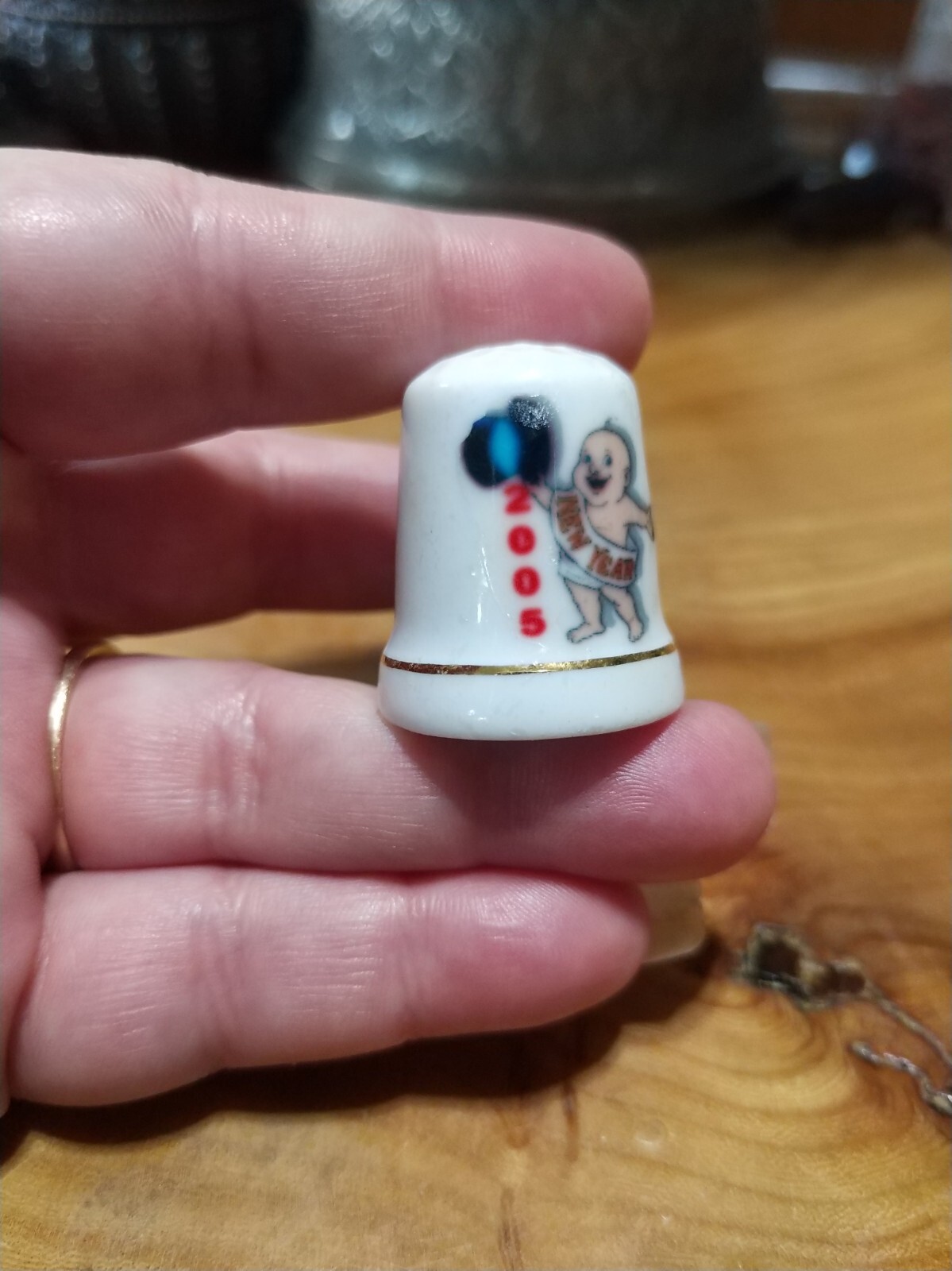 Vintage ceramic thimble. New Year 2000 millennium baby eBay