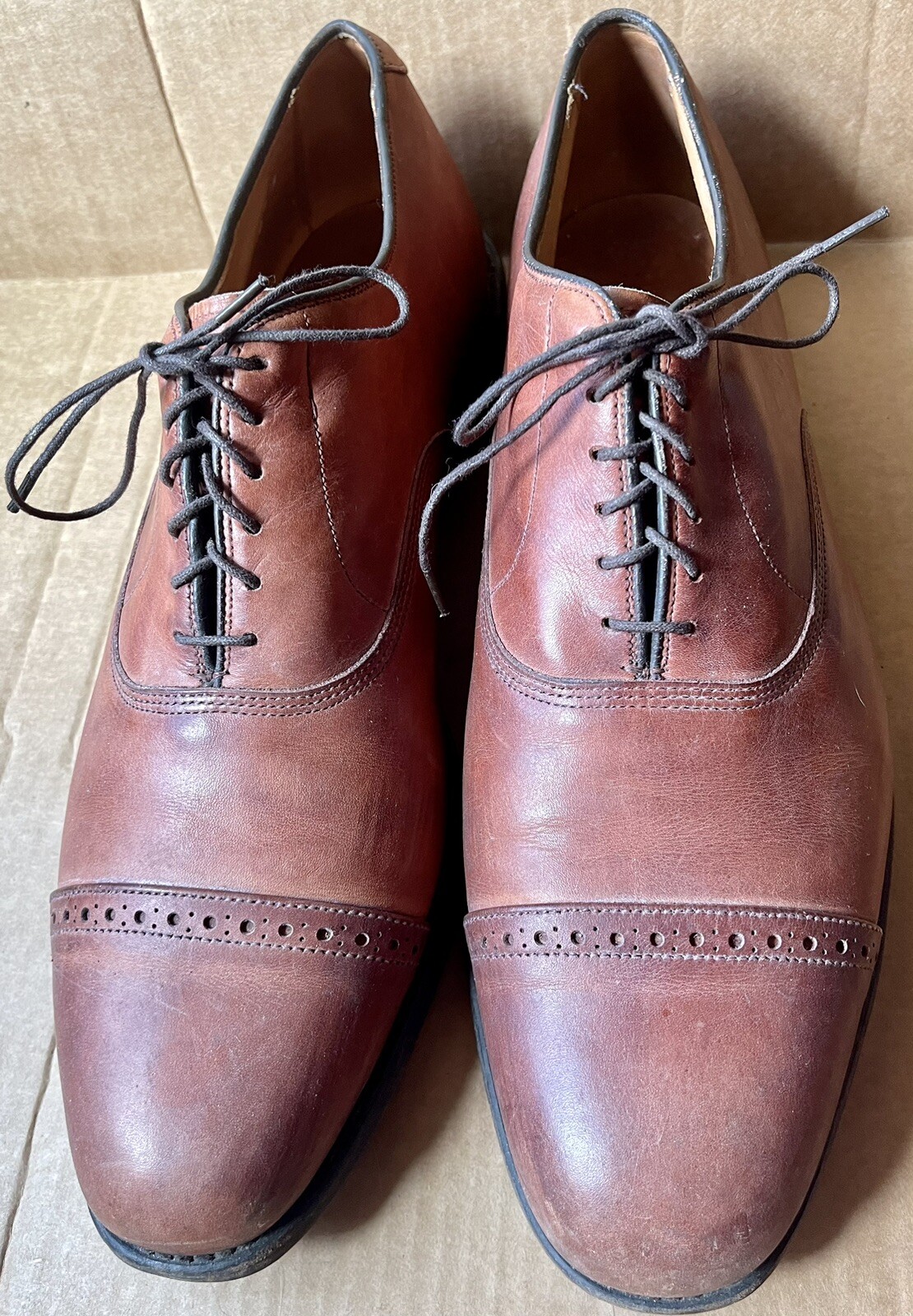 ALLEN EDMONDS BYRON CHESTNUT BROWN LEATHER CAP TO… - image 2