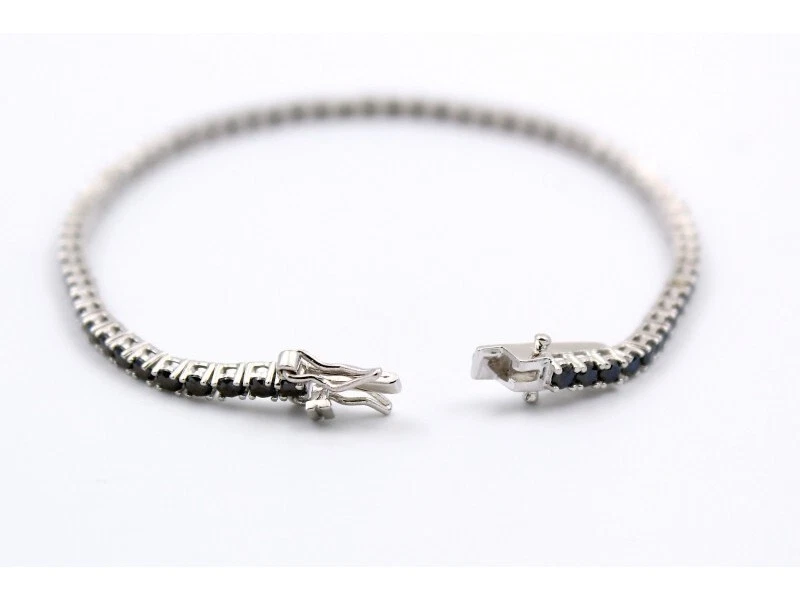 Nuovo Bracciale Tennis Uomo Pietre Nere Zirconi Argento 925 Elegante Idea Regalo - Immagine 2 di 3