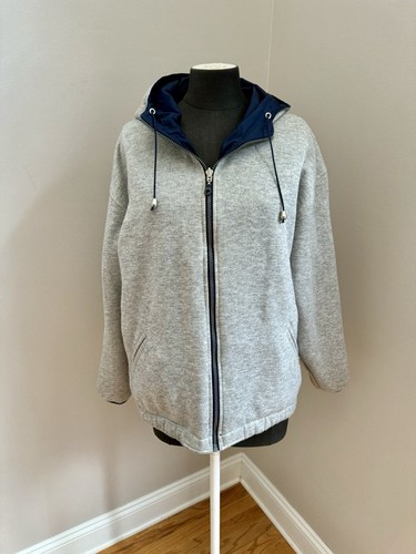 Weather Tamer 2in1 reversible navy windbreaker/gray Sweatshirt Size Large Ladies - Picture 4 of 12