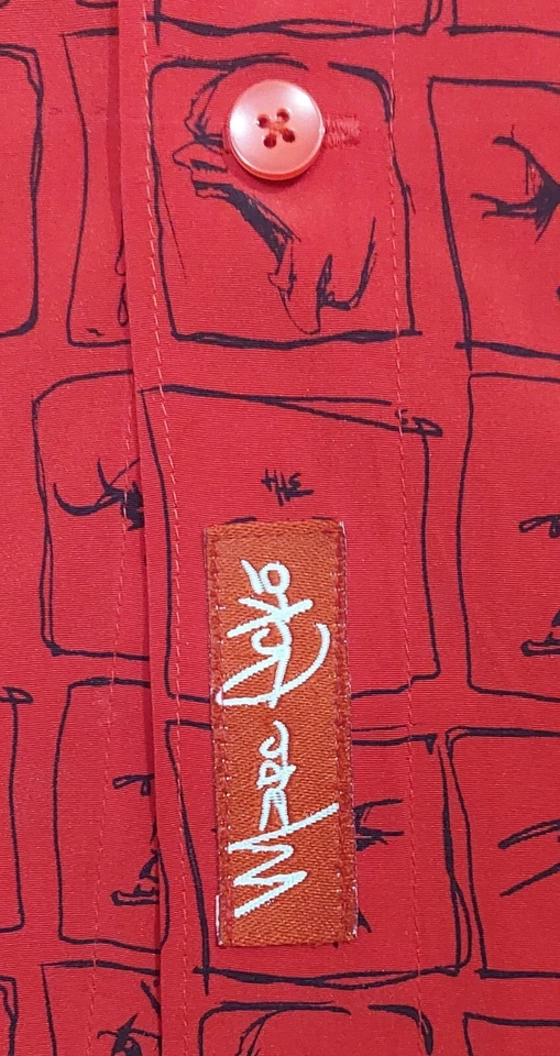 Vintage Shirt Marc Ecko Unltd XXL AOP Faces Button Up Hip Hop Y2K Red 2X - Image 4 of 4