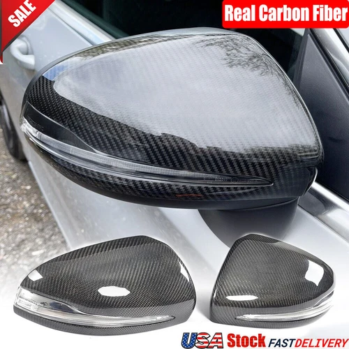 Real Carbon Side Mirror Cover Caps for Benz C E GLC W205 W213 W222 W257 Replace