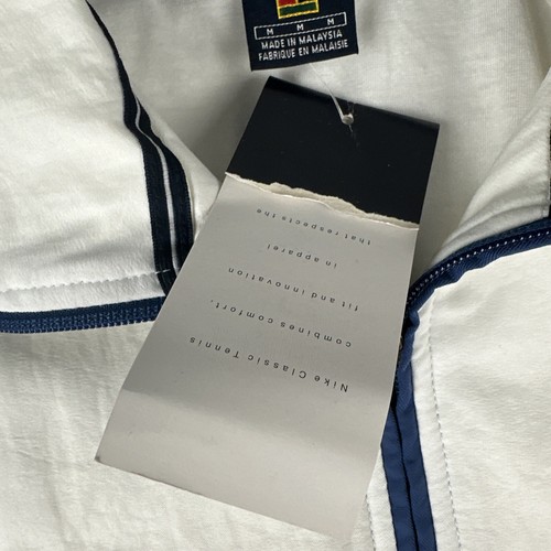 New Vintage Nike Court Tennis Jacket Track Top Medium White Blue Y2K 2000s FLAW* - Picture 5 of 15