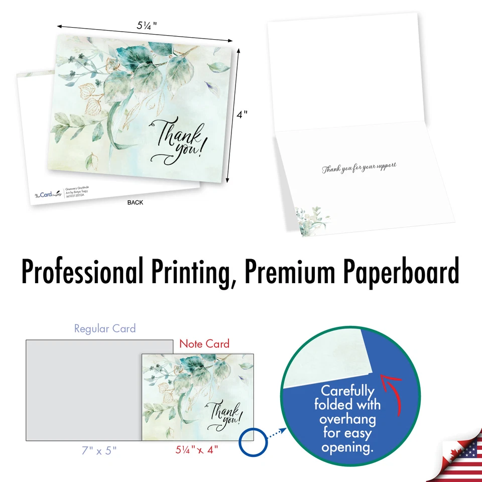 20 tarjetas de agradecimiento Asst'd Sympathy 4x5,12" con Env (10 diseños) Greenery Gratitude Foto 2 de 4