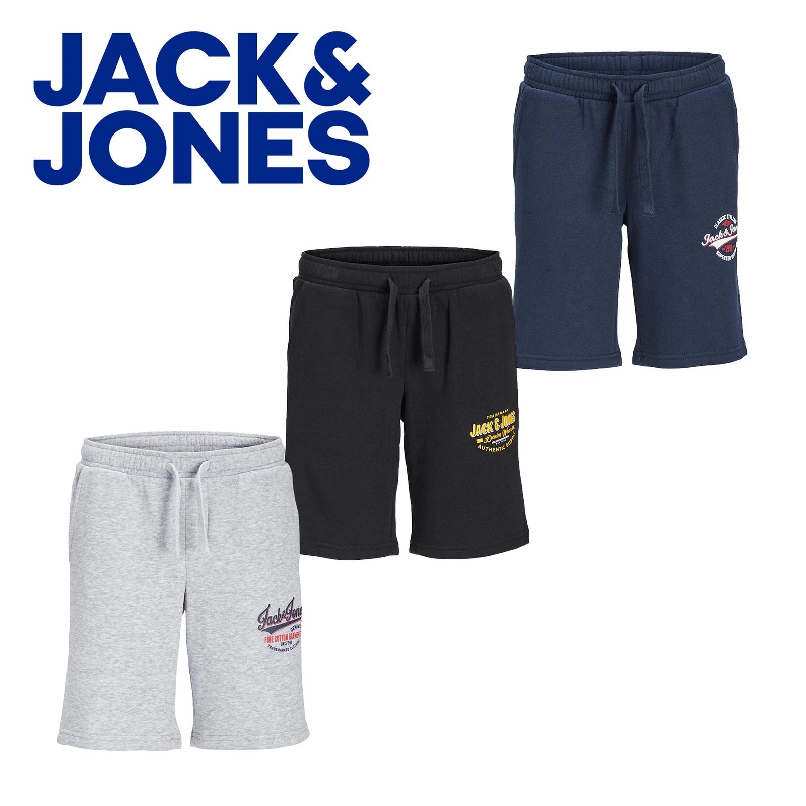 Jack & Jones Boys Sweat Shorts Elasticated Waist Regular Rise Kids Drawstrings