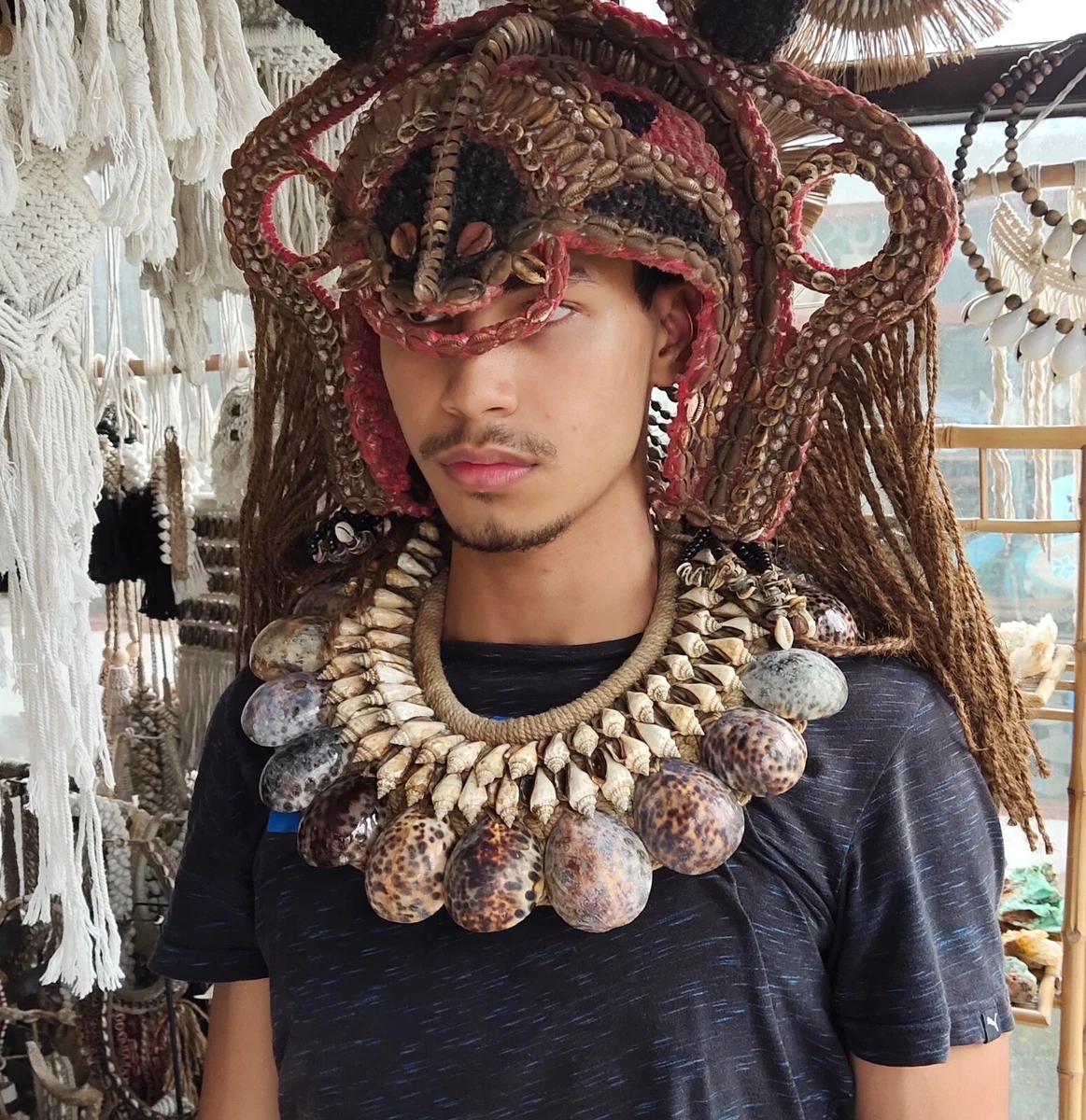 Tribal Warrior Shell Necklace Large Cowrie Asmat Papua New Guinea