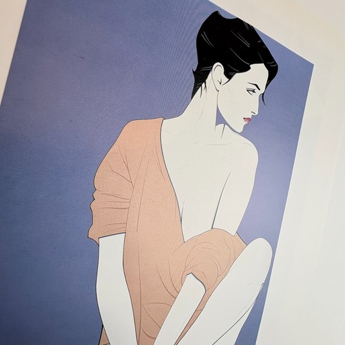 Patrick Nagel Vintage Print Damen Schulterfrei Pullover Drapiert Freizeit 80er Minimal Art - Bild 2 von 9