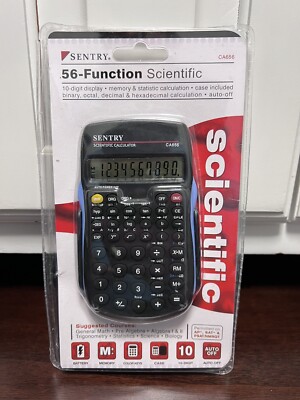 Sentry CA656 56-Function Scientific Calculator, Black Case 10-Digit LCD Auto Off