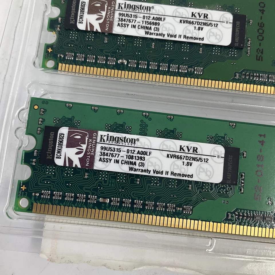 1GB 2x512MB PC2-5300 KINGSTON DDR2-667 KVR667D2N5/512 Samsung Ram Memory Kit - Image 2 of 4