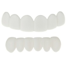 White Teeth Grillz Set Teeth Bright Smile Snap-on False Fake Grills Top Bottom
